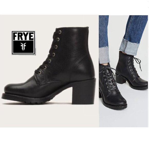 Frye Sabrina Black Ankle Boots Size 6.5 - Picture 1 of 15
